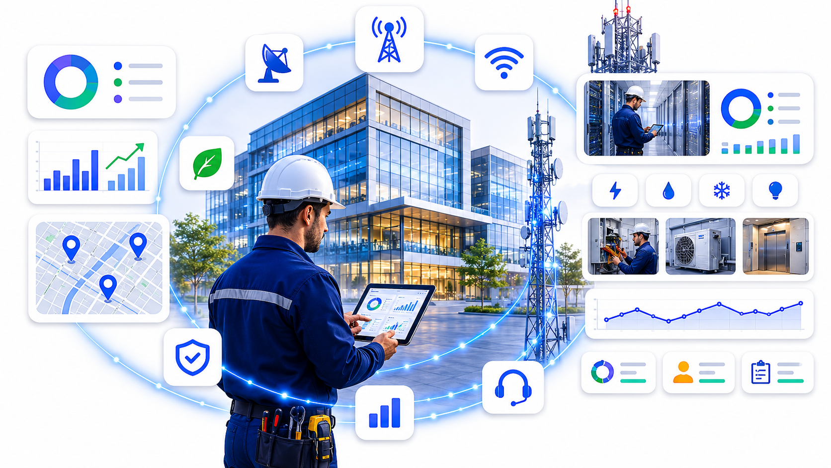 Dashboard Big Boss Cloud para facilities e serviços operacionais e serviços operacionais